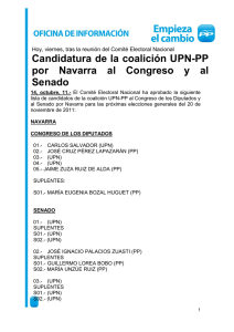 Candidatura de la coalición UPN-PP por Navarra al Congreso y al