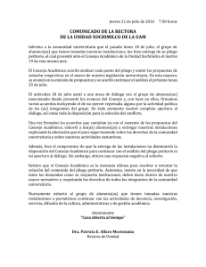 comunicado de la rectora de la unidad xochimilco de la uam