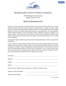 Model release form - Miami-Dade County Public Schools
