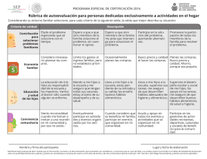 Rúbrica para personas dedicadas exclusivamente a actividades en