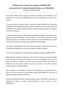 Presidencia Pro Tempore de Uruguay del MERCOSUR Intervención