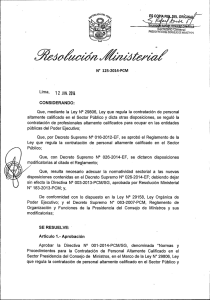 ÿþR M 1 2 5 - 2 0 1 4 - PCM - Presidencia del Consejo de Ministros