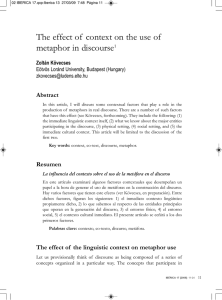 The effect of context on the use of metaphor in discourse1