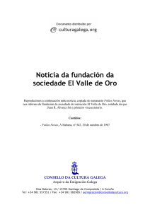 Noticia da fundación da sociedade El Valle de Oro