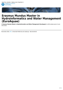 Erasmus Mundus Master in Hydroinformatics and Water Management