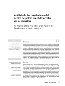 Análisis de las propiedades del aceite de palma en el