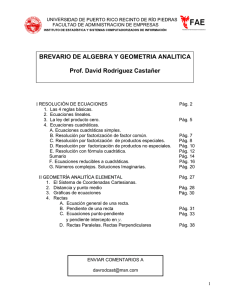 Brevario de Álgebra y Geometría Analítica