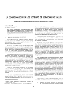 lA COORDINACION EN LOS SISTEMAS DE SERVICIOS DE SALUD