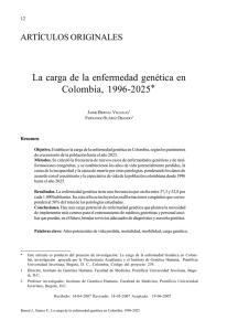 La carga de la enfermedad genética en Colombia, 1996-2025