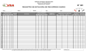 REGISTRO DE BITACORA DE RECORRIDO DIARIO Nº 001