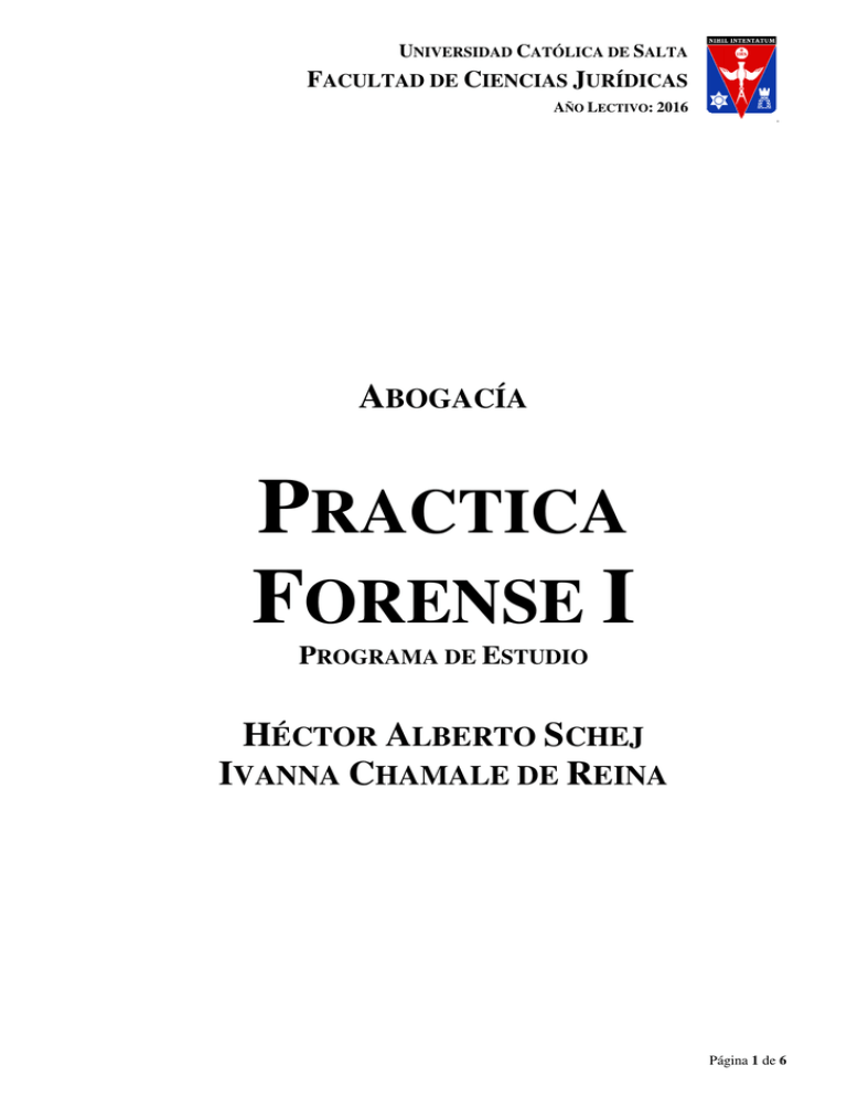 practica forense i Universidad Católica de Salta