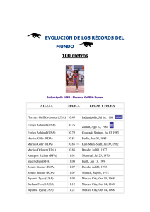 EVOLUCIÓN DE LOS RÉCORDS DEL MUNDO 100 metros