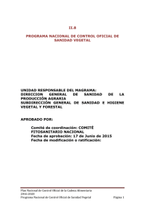 II.8 PROGRAMA NACIONAL DE CONTROL OFICIAL DE SANIDAD