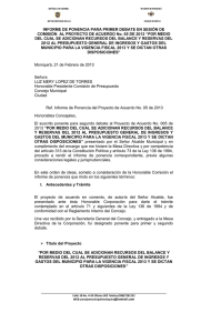 INFORME DE PONENCIA PARA PRIMER DEBATE EN SESIÓN DE