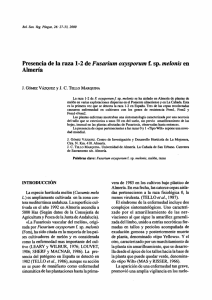 Presencia de la raza 1-2 de Fusarium oxysporum f. sp. melonis en