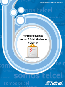 Puntos relevantes Norma Oficial Mexicana NOM 184