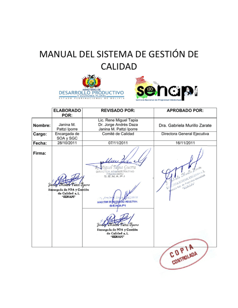 manual del sistema de gestión de calidad