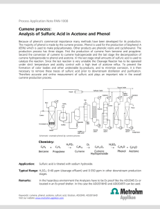 Cumene process: Analysis of Sulfuric Acid in Acetone