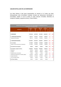 ANÁLISIS DETALLADO DE LAS INVERSIONES Las cifras relativas