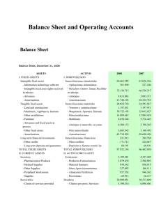 Balance Sheet and Operating Accounts Balance Sheet