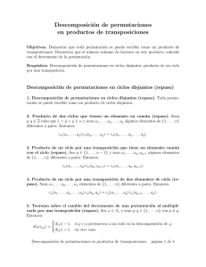 Descomposición de permutaciones en productos de transposiciones