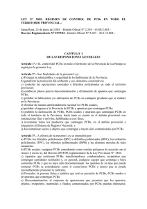 LEY N° 2055: REGIMEN DE CONTROL DE PCBs EN TODO EL