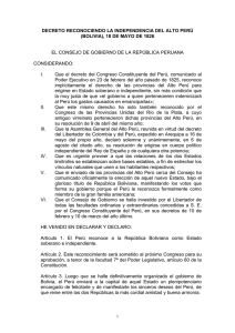 decreto reconociendo la independencia del alto perú (bolivia), 18