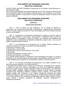 Reglamento de Ingeniería Sanitaria relativo a Edificios