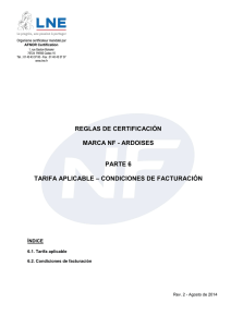 Reglas de certificacion - marca NF - Ardoises - Parte 6 - Tarifa