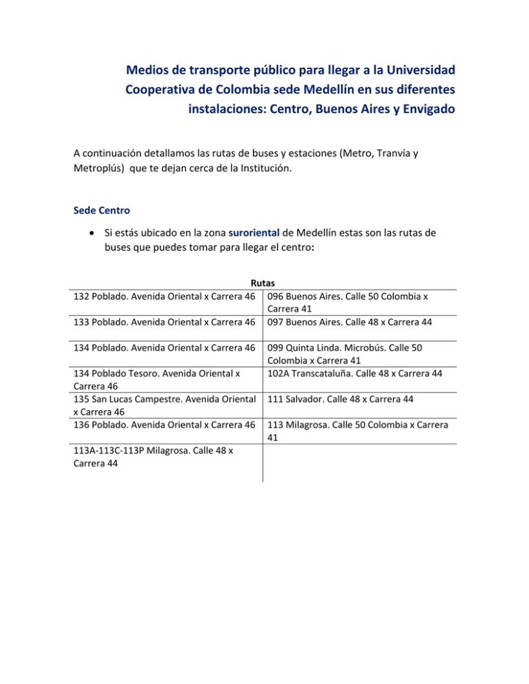 Medios De Transporte P Blico Para Llegar A La Universidad