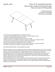 Parker 60”-80” expandable dining table Table de salle à manger 60
