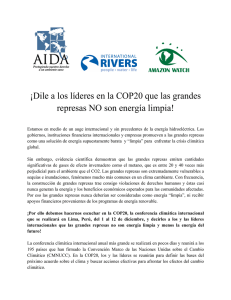 ¡Dile a los líderes en la COP20 que las grandes represas NO