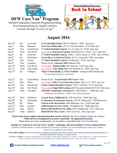 August 2016 DFW Care Van Program