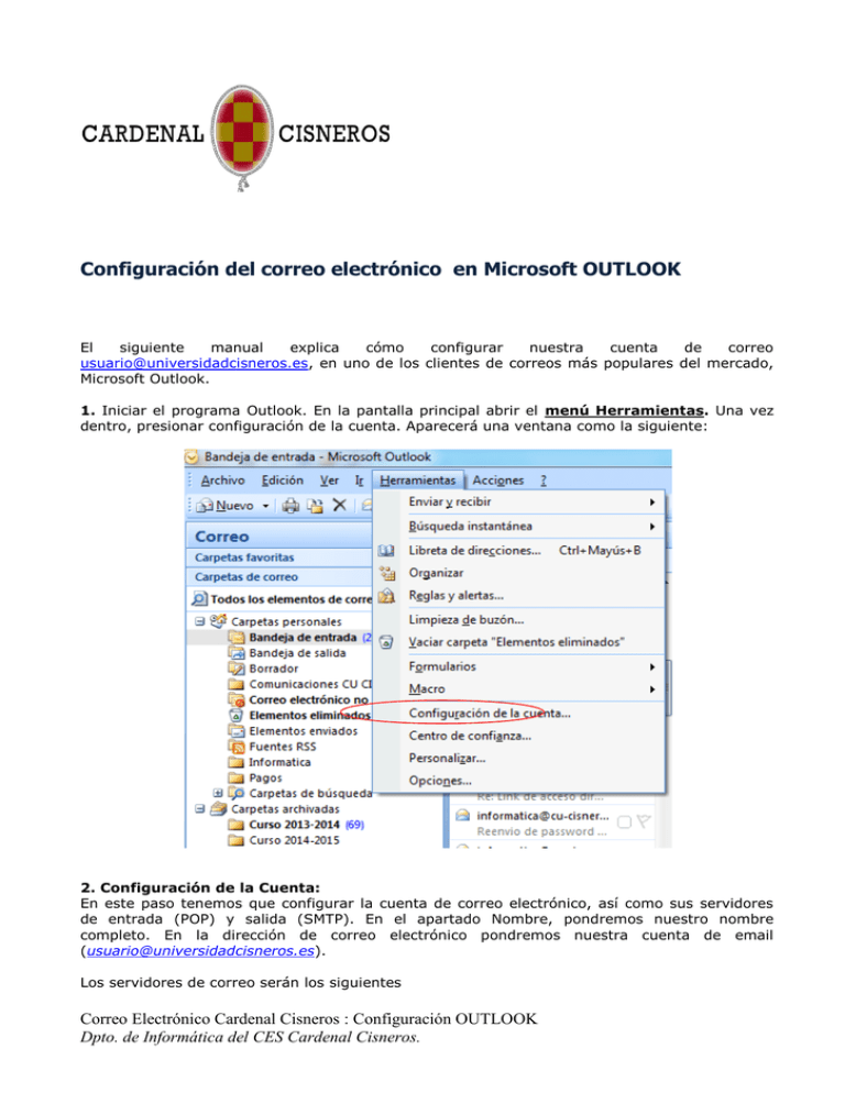 Configuraci N Del Correo Electr Nico En Microsoft Outlook