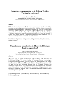Organismo y organización en la Biología Teórica: ¿Vuelta al