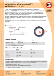 Junta espiral con relleno de grafito o PTFE y anillo externo