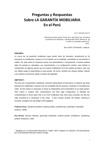 Preguntas y Respuestas Sobre LA GARANTÍA MOBILIARIA En el Perú