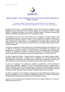 Sanofi nombra a Joan Casajuana nuevo Director del centro