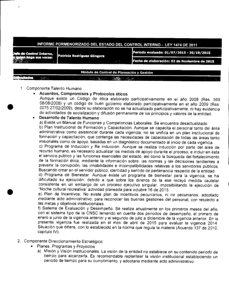 Informe Pormenorizado Del Estado Del Control Interno A