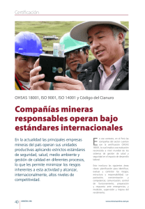 Compañías mineras responsables operan bajo estándares