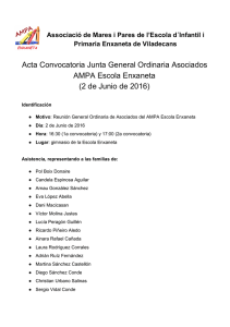 Acta Convocatoria Junta General Ordinaria Asociados AMPA Escola