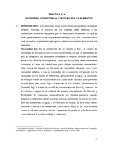 Viscosidad, Consistencia y Textura en los Alimentos.