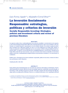 La Inversión Socialmente Responsable: estrategias, políticas y