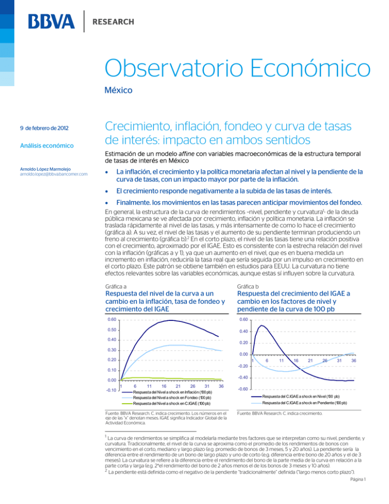 Crecimiento inflación fondeo y curva de tasas de