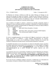GOBIERNO DE INDIA MINISTERIO DE TURISMO (DIVISIÓN DE