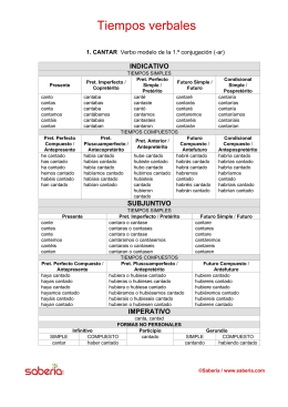 1ª CONJUGACIÓN – VERBO CANTAR