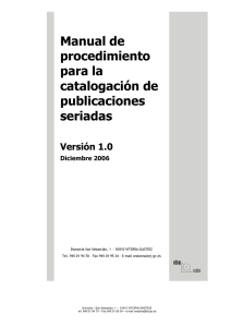 Manual de procedimiento para la catalogación de