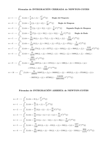 Fórmulas de Integración de Newton y Cuadraturas de Gauss