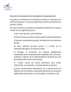 REQUISITOS DE ADMISIÓN DE MIEMBROS COLABORADORES