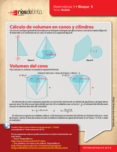 Cálculo de volumen en conos y cilindros Volumen del cono